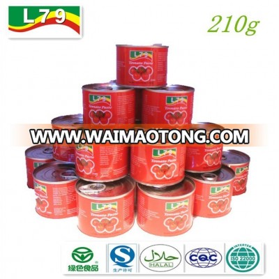 hot sell 210g canned tomato paste 28-30% brix